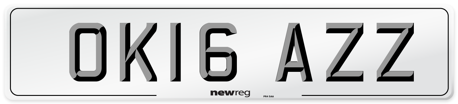 OK16 AZZ Number Plate from New Reg